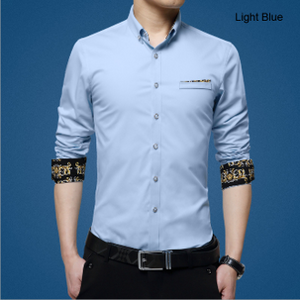 Mens Long Sleeve Shirt with Inner Floral Details
