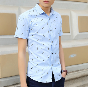 Mens Short Sleeve Shirt with Feather Print