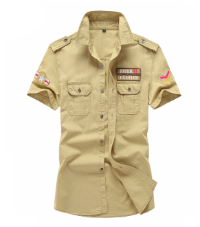 Mens Short Sleeved Shirt with Military Insignia's