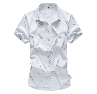 Mens Short Sleeve Shirt with Line Designs