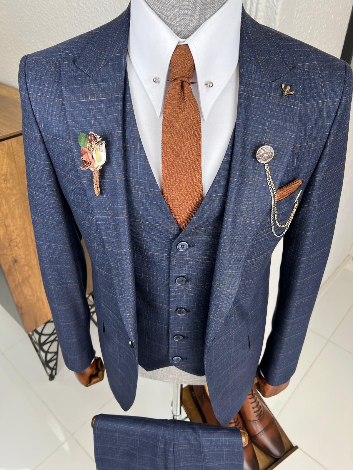 Luxe Slim Fit High Quality Navy Woolen Suit