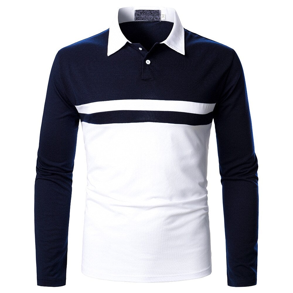 Contrast Long Sleeve Polo Shirt