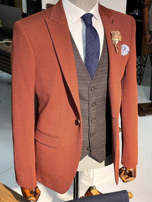 Bojoni Louis Tile Slim Fit Peak Lapel Wool Suit
