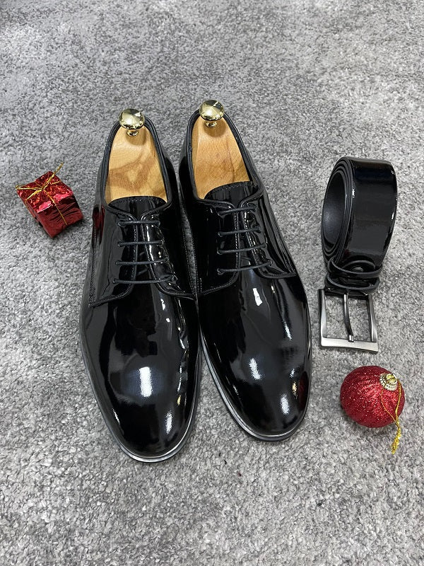 Bojoni Wooster Black Patent Leather Derby Shoes