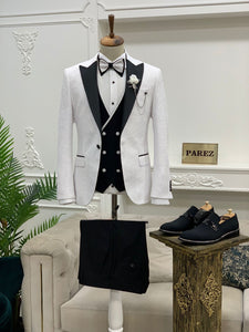 Partoni Diamond White Slim Fit Tuxedo