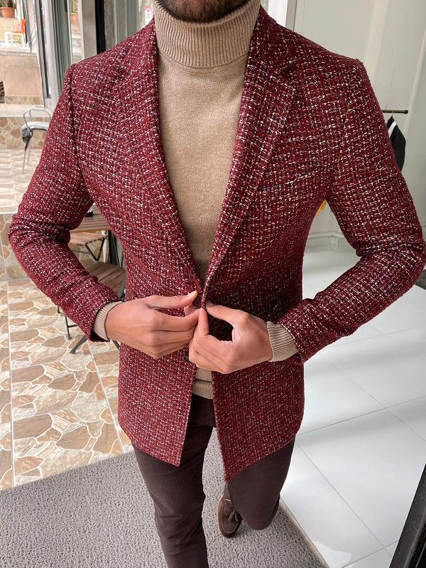 Verno  Burgundy Slim Fit Wool Long Coat-baagr.myshopify.com-Jacket-BOJONI