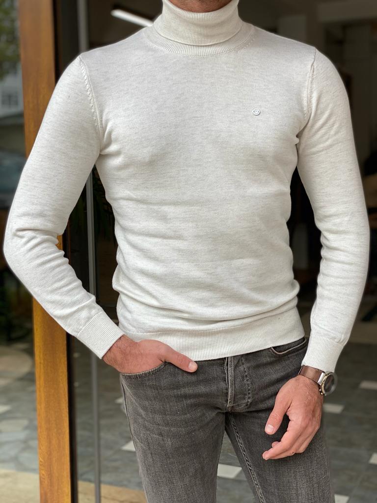 Bojoni Turino White Slim Fit Turtleneck Sweater-baagr.myshopify.com-sweatshirts-BOJONI