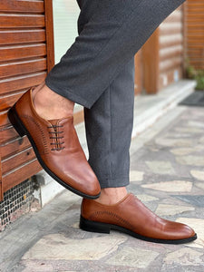 Bojoni Brown Wholecut Side Lacing Oxfords