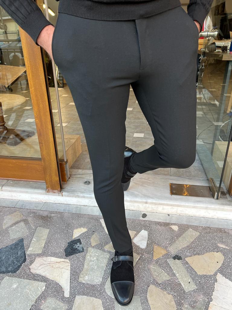 Bojoni Motron Black Slim Fit Pants