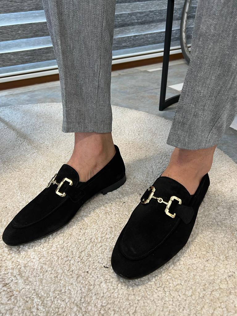 Bojoni Dover Black Suede Loafers