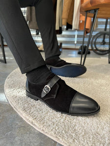 Bojoni Morton Black Suede Buckle Shoes