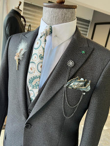 Bojoni Louis Khaki Slim Fit Peak Lapel Suit