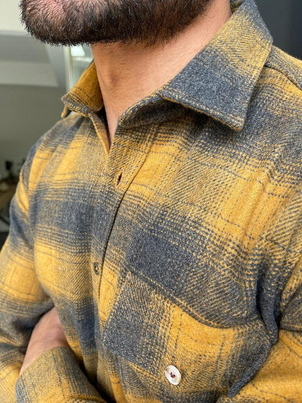 Bojo Mustard Slim Fit Plaid Lumberjack Shirt-baagr.myshopify.com-Shirt-BOJONI