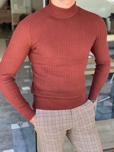 Casani Brown Mock Turtleneck Sweater-baagr.myshopify.com-sweatshirts-BOJONI