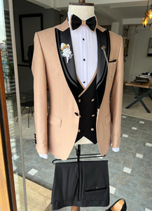 Bojoni Dayton Gold Slim Fit Velvet Peak Lapel Tuxedo