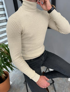 Bojoni Morton  Beige Slim Fit Turtleneck Sweater