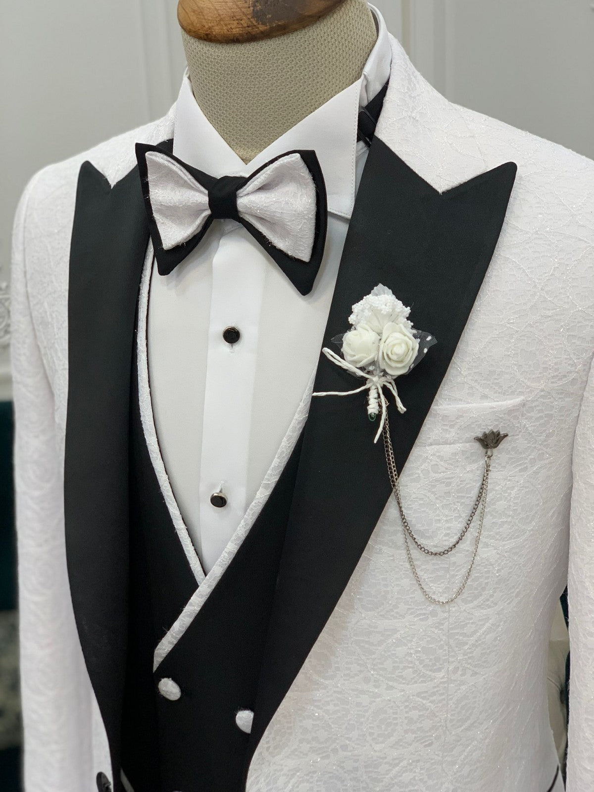 Partoni Diamond White Slim Fit Tuxedo