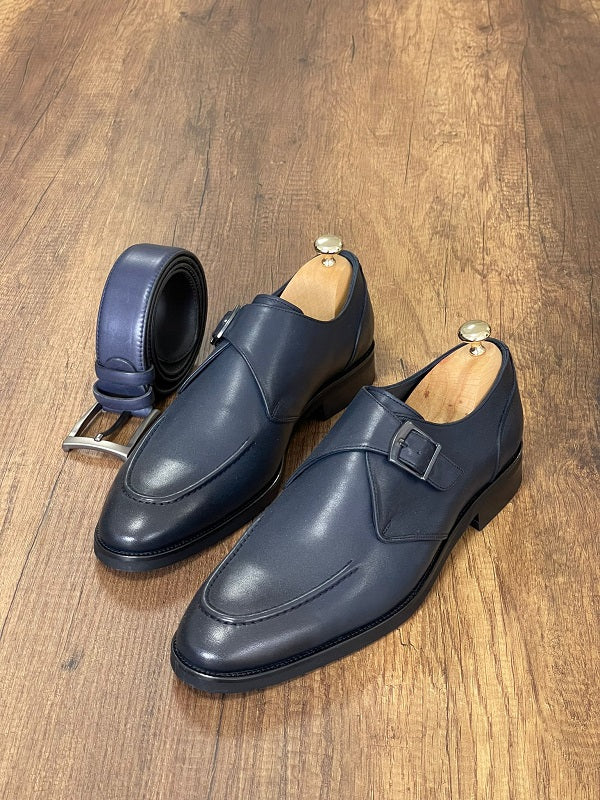 Bojoni Wooster Navy Blue Monk Strap Loafers