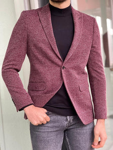 Bojoni Morris Magenta Slim Fit Peak Lapel Wool Blazer