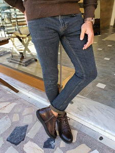 Frezo Navy Blue Slim Fit Ripped Jeans-baagr.myshopify.com-Pants-BOJONI