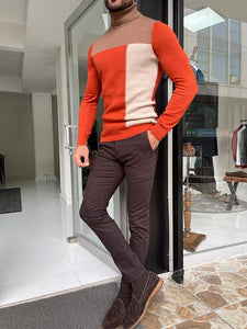 Bojo Orange Slim Fit Turtleneck Sweater-baagr.myshopify.com-sweatshirts-BOJONI
