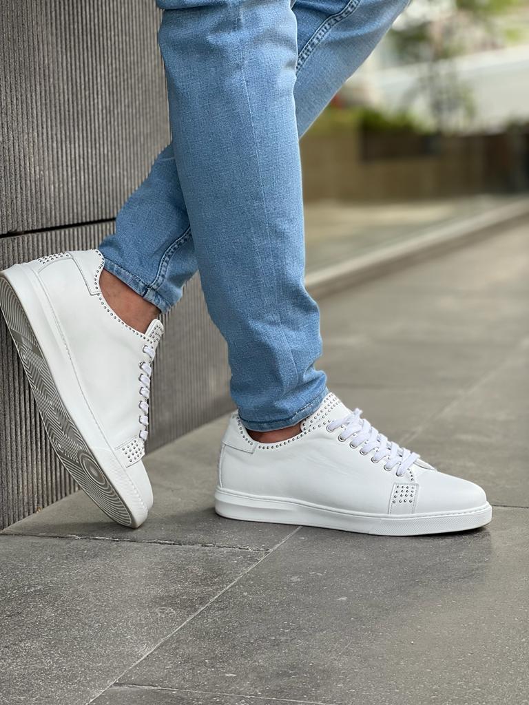 Benson Staple Detailed Eva Sole White Sneakers