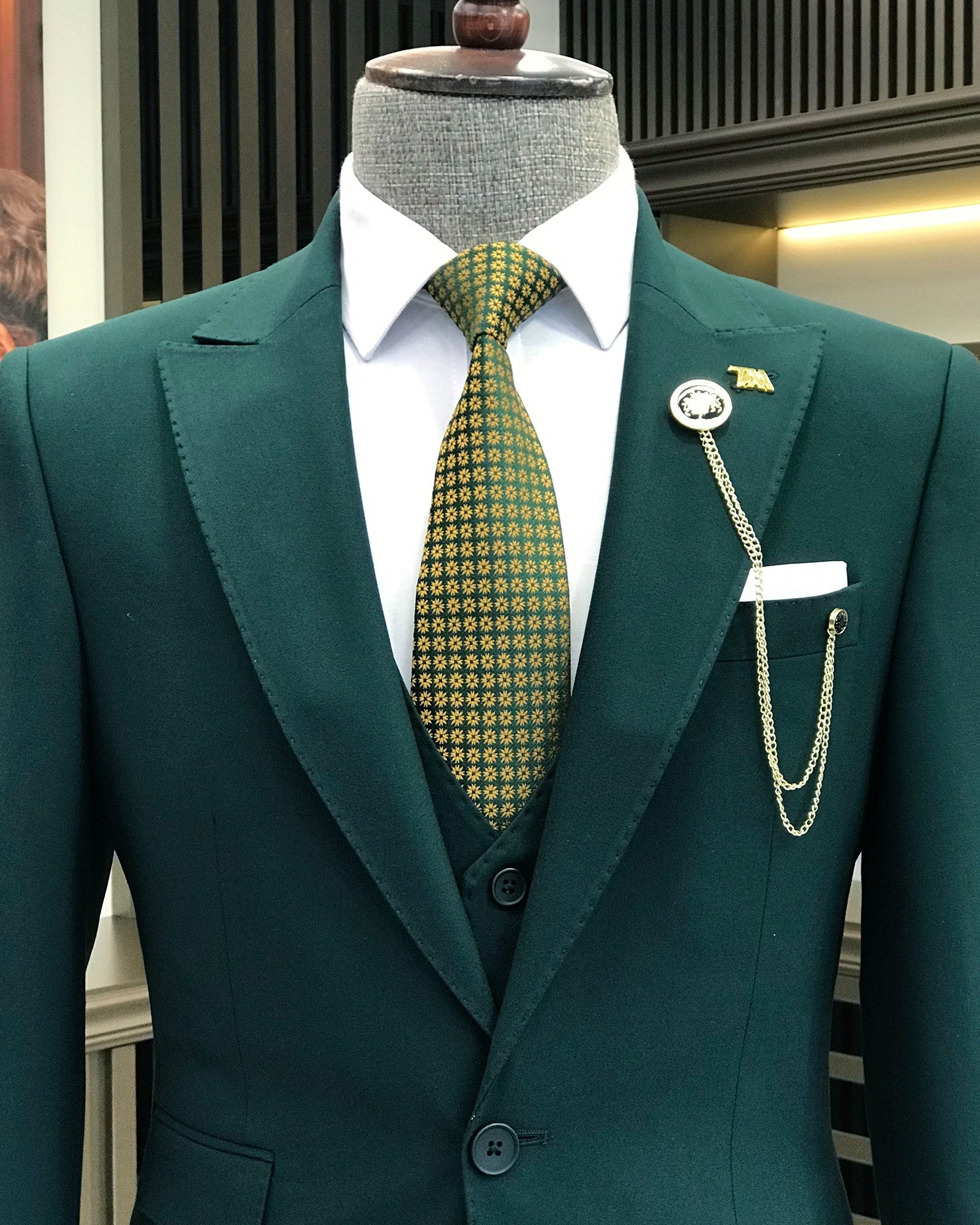 Bojoni Amato Slim Fit Dark Green Suit