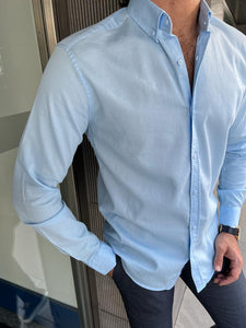 Giovanni Mannelli Slim Fit Blue Italian Fit Shirt