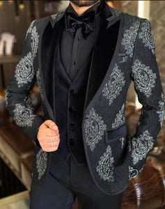 Bojoni Richbaum Royal Black  Slim Fit Tuxedo Suit