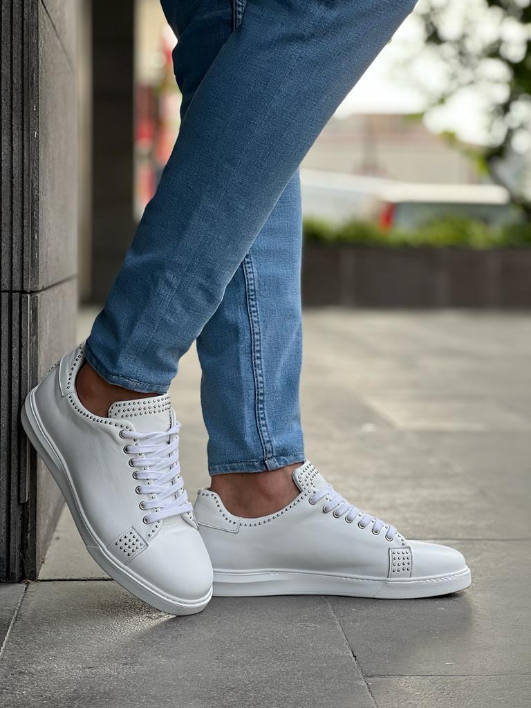 Benson Staple Detailed Eva Sole White Sneakers