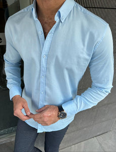 Giovanni Mannelli Slim Fit Blue Italian Fit Shirt