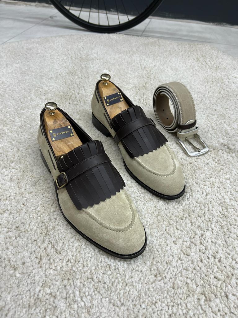 Benson Fringe Detailed Suede Beige Casual Loafer