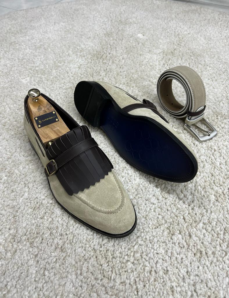 Benson Fringe Detailed Suede Beige Casual Loafer