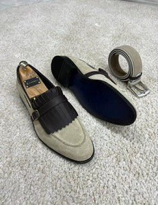 Benson Fringe Detailed Suede Beige Casual Loafer