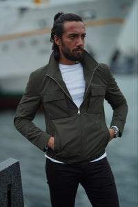 Thread Slim Fit Khaki Seasonal Jacket