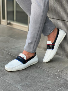 Giovanni Mannelli Stripe Detailed Roc White Shoes