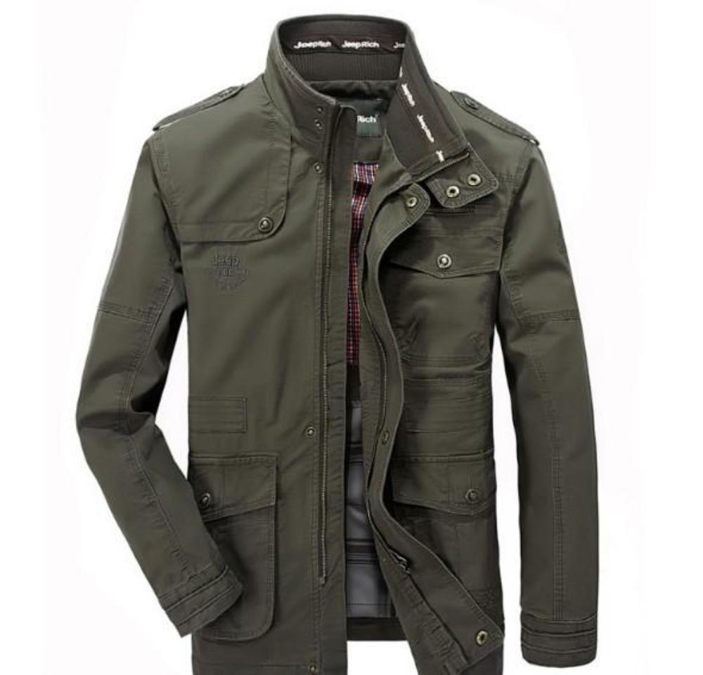 Mens Stand Up Collar Mid Length Jacket