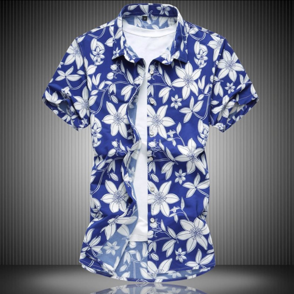 Mens Short Sleeve Hawaiian Floral Shirt