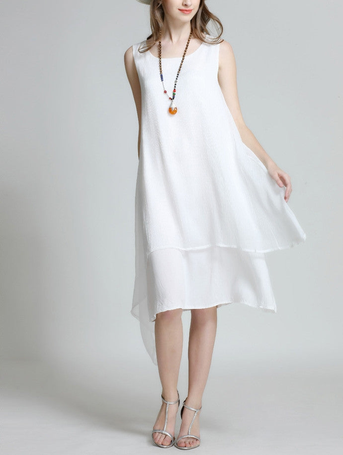 Womens Layered Sleeveless Summer Dress