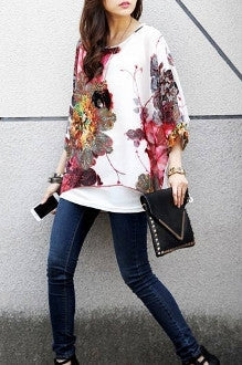 Womens Peony Chiffon Top