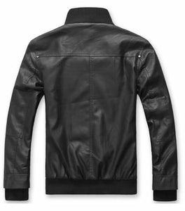 Mens PU Leather Jacket with Removable Hood