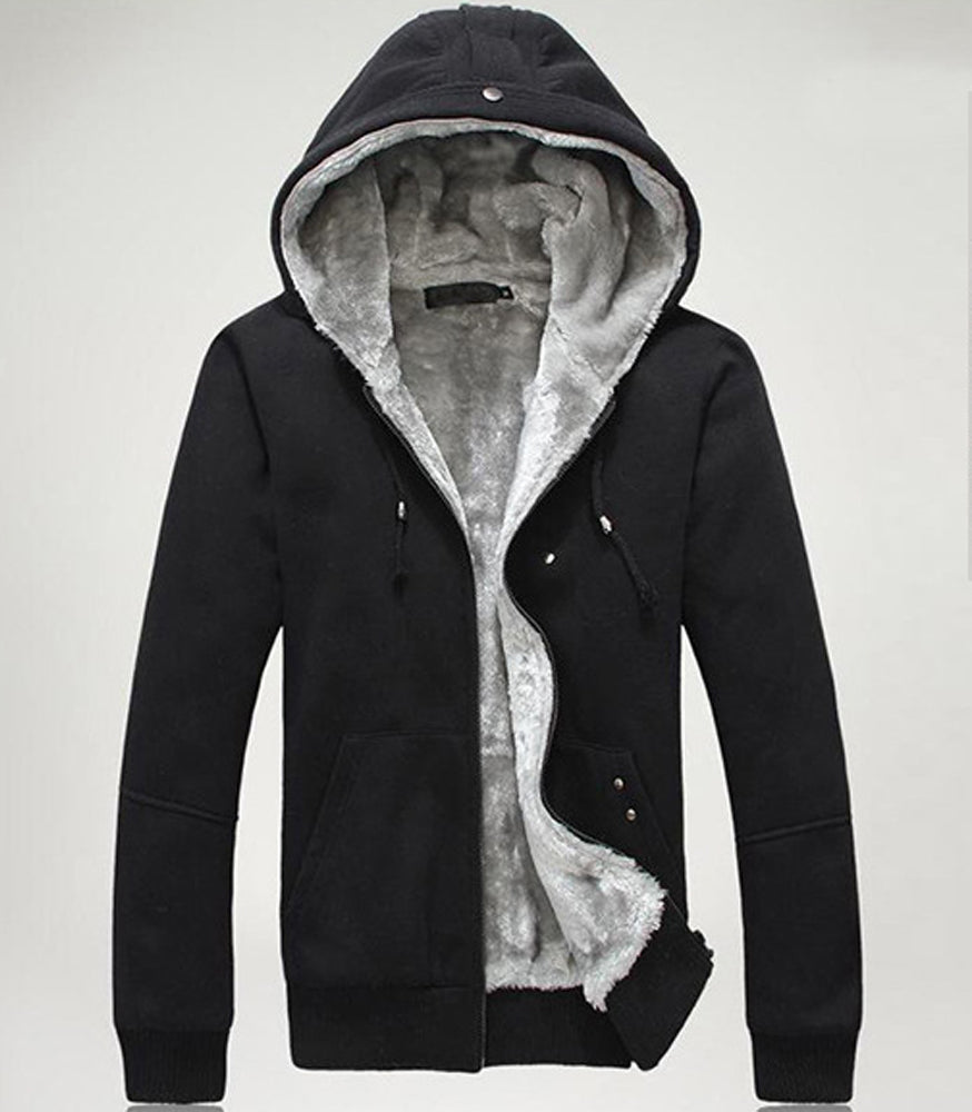 Mens Casual Hooded Jacket with Warm Lining