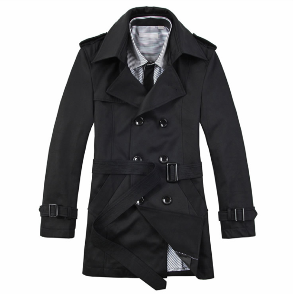 Mens Classic Double Breasted Trench Coat