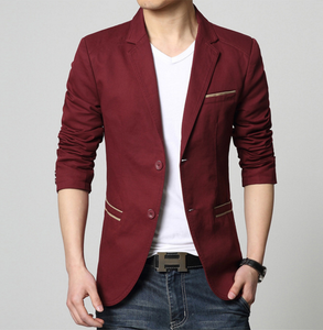 Mens Slim Fit Casual Blazer with Accents