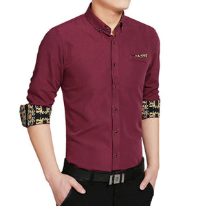 Mens Long Sleeve Shirt with Floral
