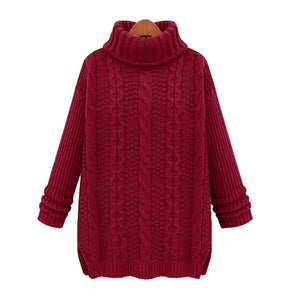 Womens Turtle Neck Cable Knit Sweater