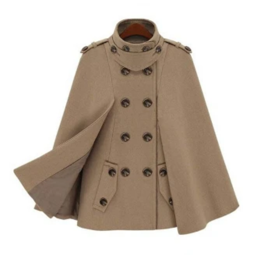 Womens Double Breasted Cape Coat
