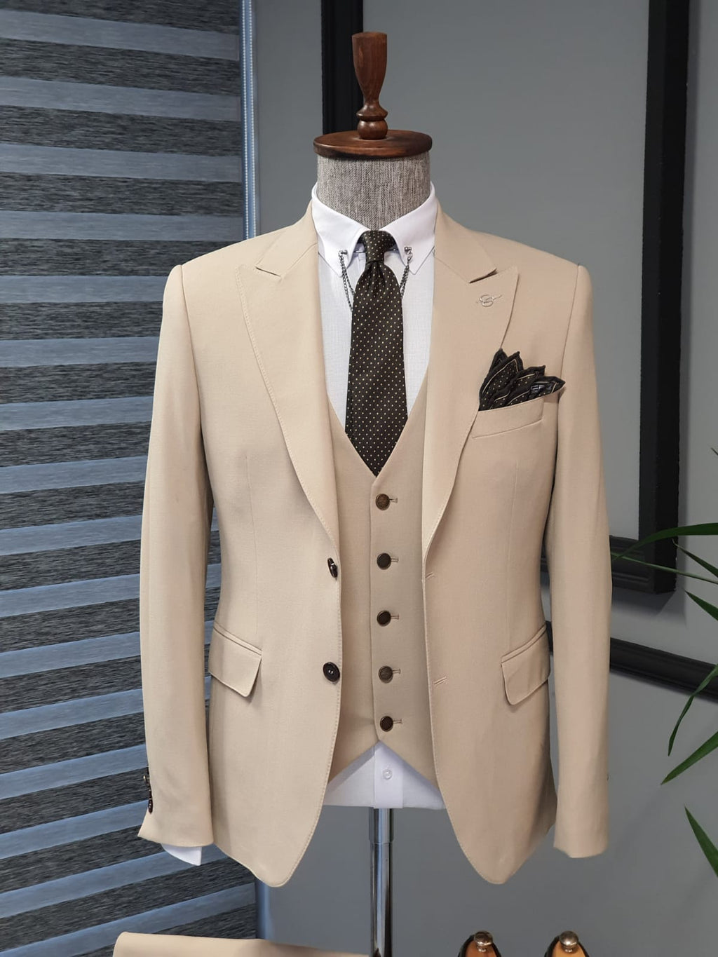 Argeli Beige Slim Fit Cotton Suit-baagr.myshopify.com-suit-BOJONI