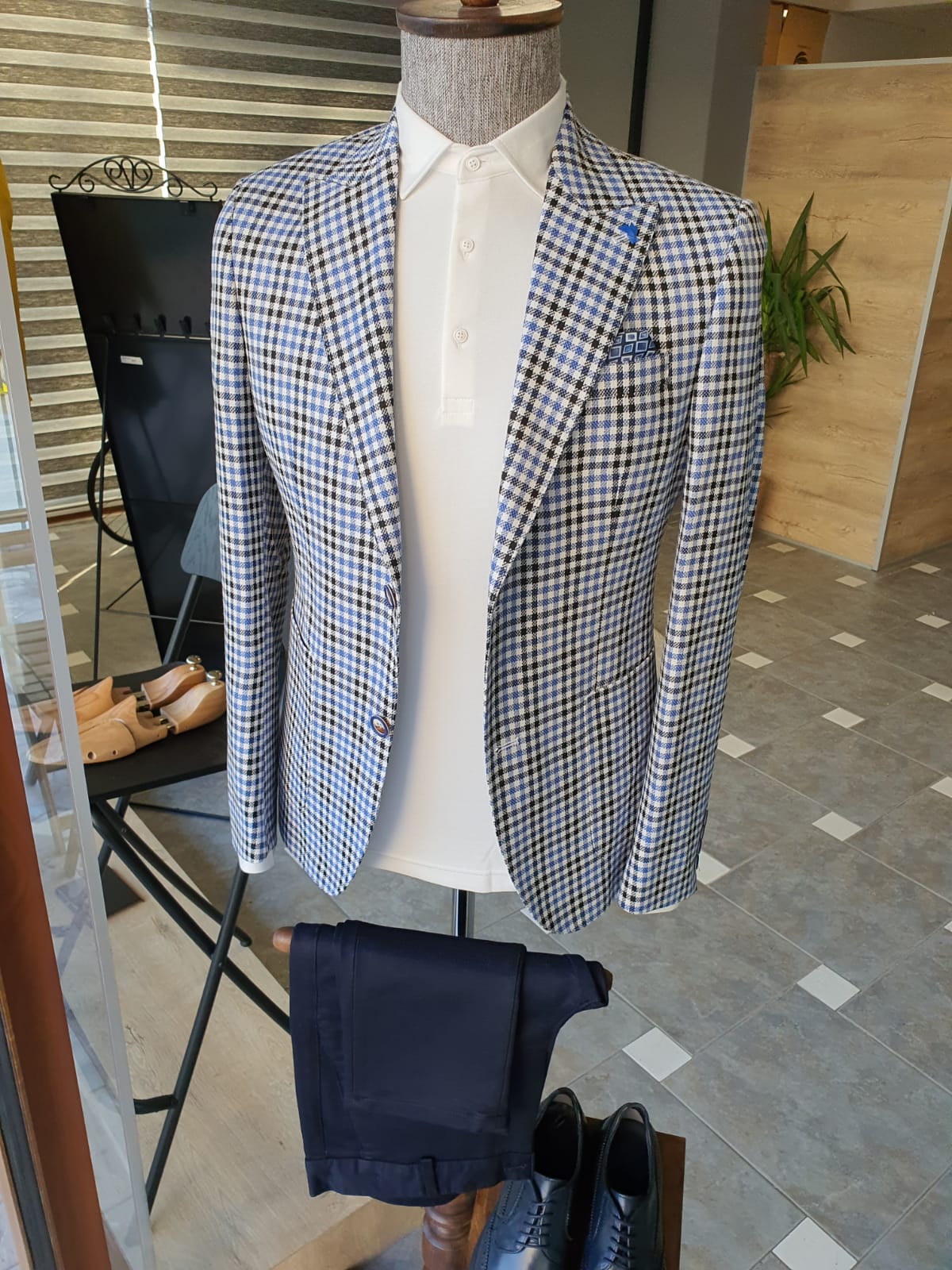 Argeli Sax Slim Fit Plaid Suit-baagr.myshopify.com-suit-BOJONI