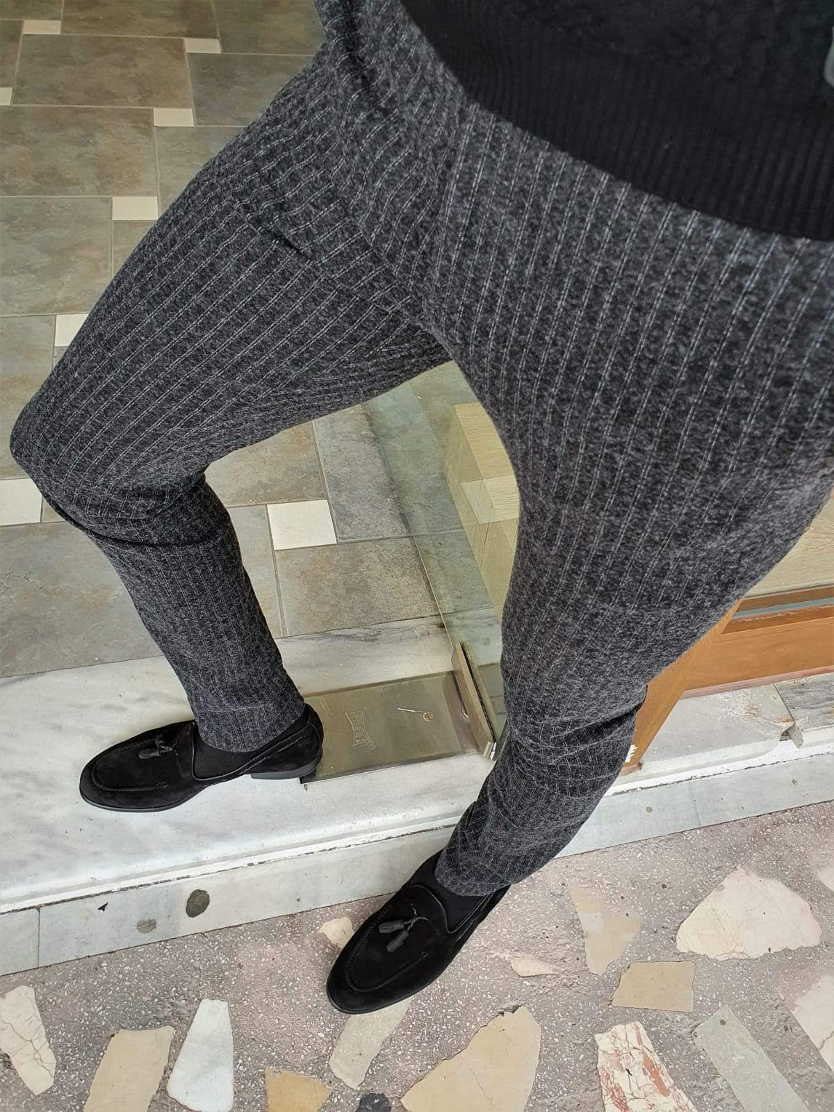 Paruri Black Slim Fit Striped Pants-baagr.myshopify.com-Pants-brabion